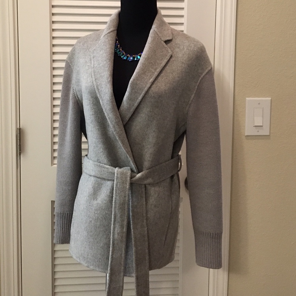 Vince Light Gray Wrap Blazer with Belt
